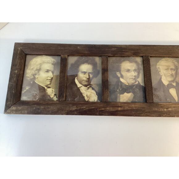 1890s Mozart Beethoven Liszt Wagner Lithograph Composers lot Framed vtg - Picture 2 of 6